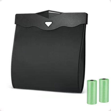 Suspendre poubelle voiture interieur, Poubelle de voiture avec ouverture magnétique à accès rapide, Cuir PU imperméable, accessoire voiture pour siège arrière de voiture (Noir(L)