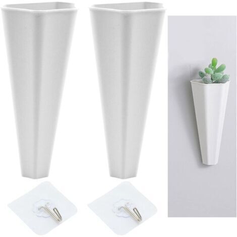 Suspendu Jardinière Pots Fleurs Vases Mini Géométrique Succulent Planter Vase Fleur Artificielle pour Décoration Murale Plantes Succulentes Bureau À Domicile Jardin Lot de 10pcs Blanc