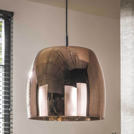 Suspension 1 lampe 35x150 cm en verre cuivré
