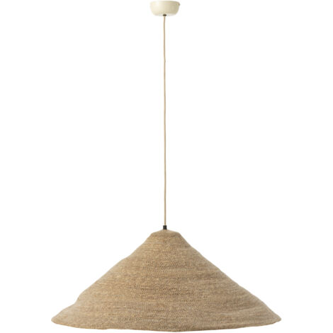 Suspension 1 lampe 80x80x30 cm en jonc de mer naturel et blanc