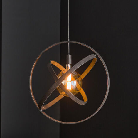 Suspension 1 lampe ronde 55x55x150 cm en métal noir