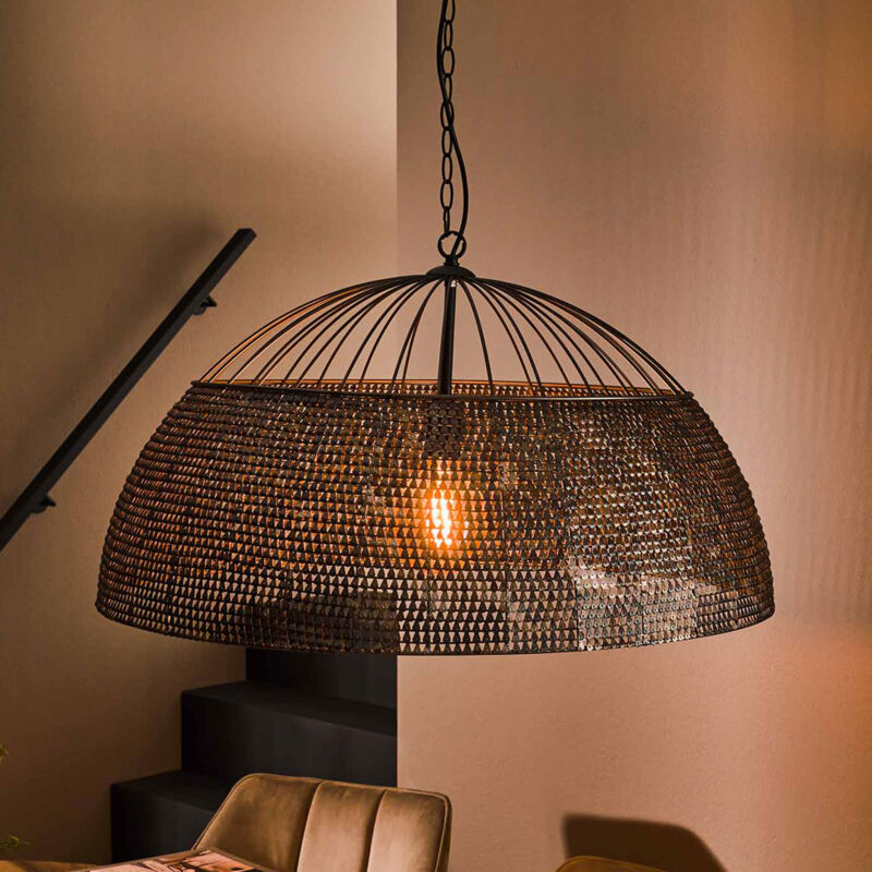 M&s - Suspension 1 lampe ronde 80x80x150 cm en métal brun noir