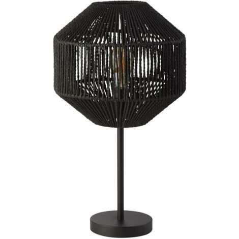Suspension, 1 lumiere, corde, noir mat