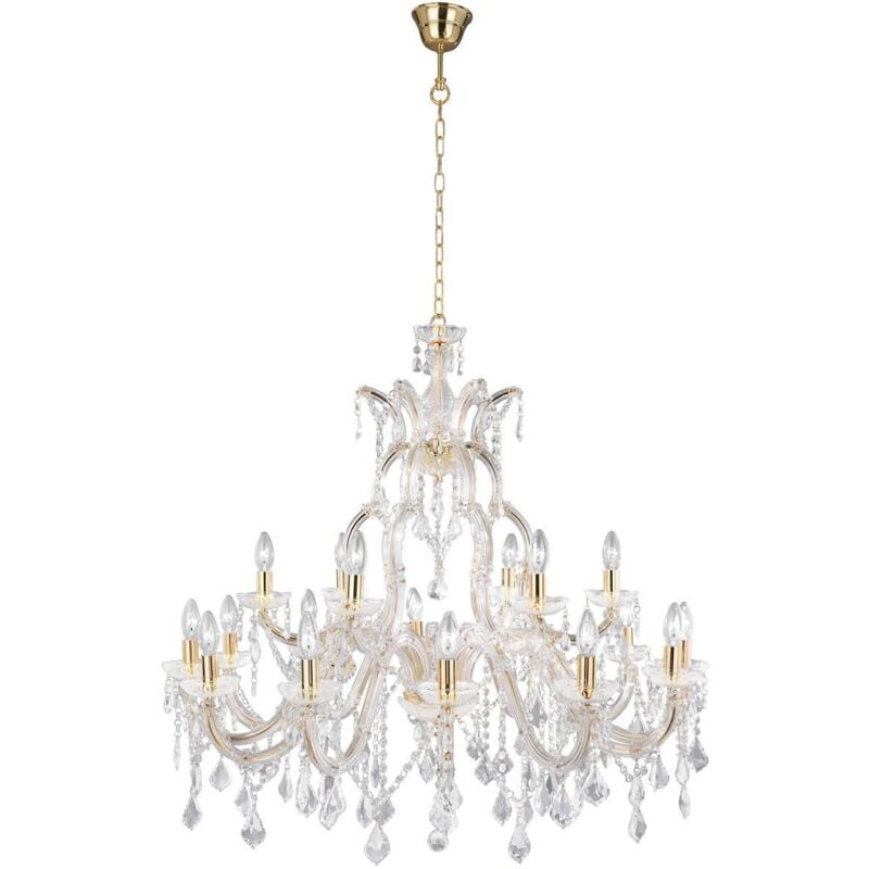 Searchlight - Marie Therese - Lustre en cristal à 18 ampoules au fini laiton poli, E14