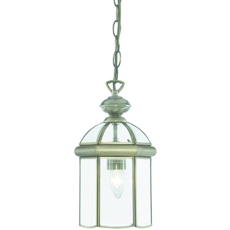 Lanterns - Suspension lanterne de plafond à 1 ampoule en laiton antique, E27 - Searchlight