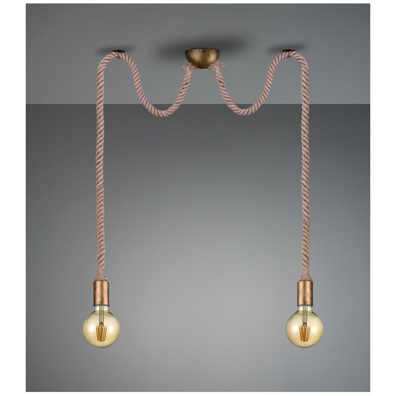 Suspension Corde 2 Cordes Laiton Avec Décentralisation Trio Eclairage