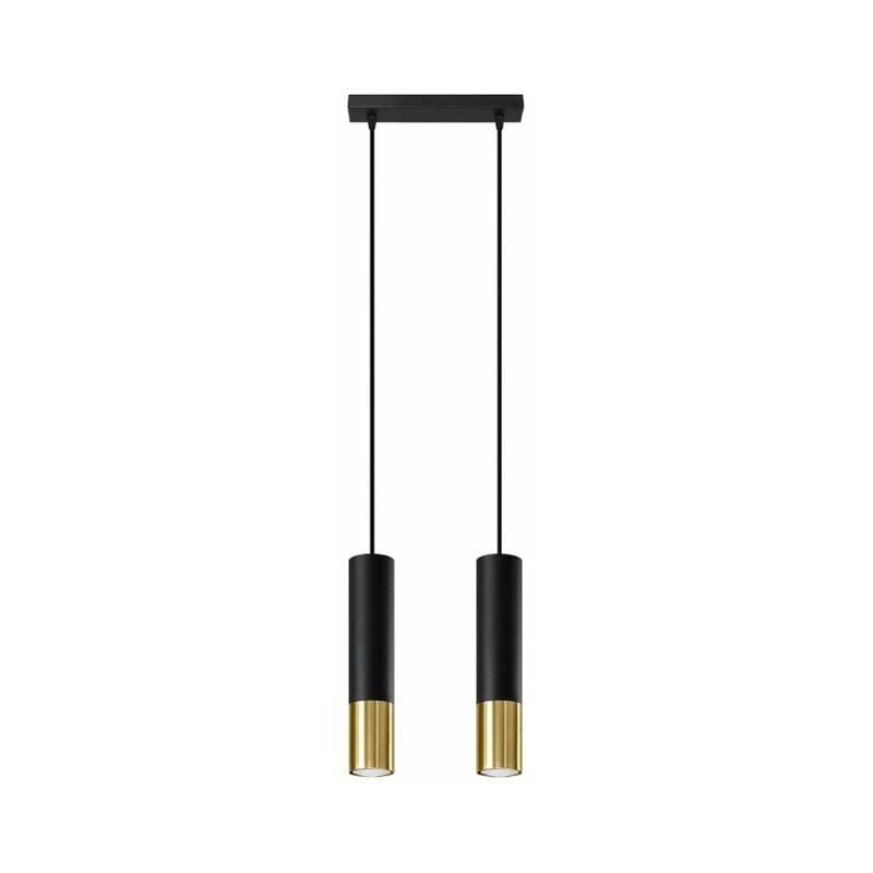 Silumen - Suspension 2 Lampes Noire Or pour Ampoule GU10