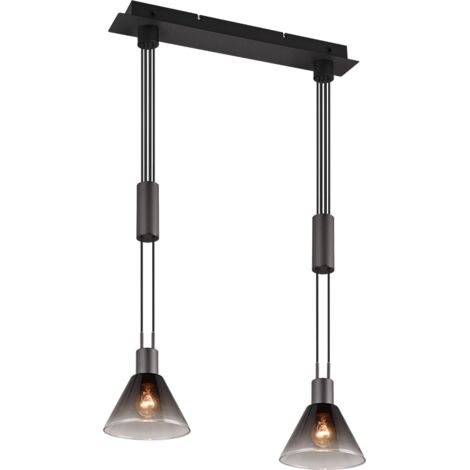 Suspension 2xe27  verre fume noir mat - 55 cm - trio - stanley 82138257 82138257 82138257 82138257 82138257 82138257 82138257 82138257