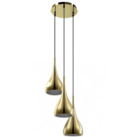 Suspension 3 abat-jours en métal doré brillant - L. 36 x H. 138 cm - OSARA