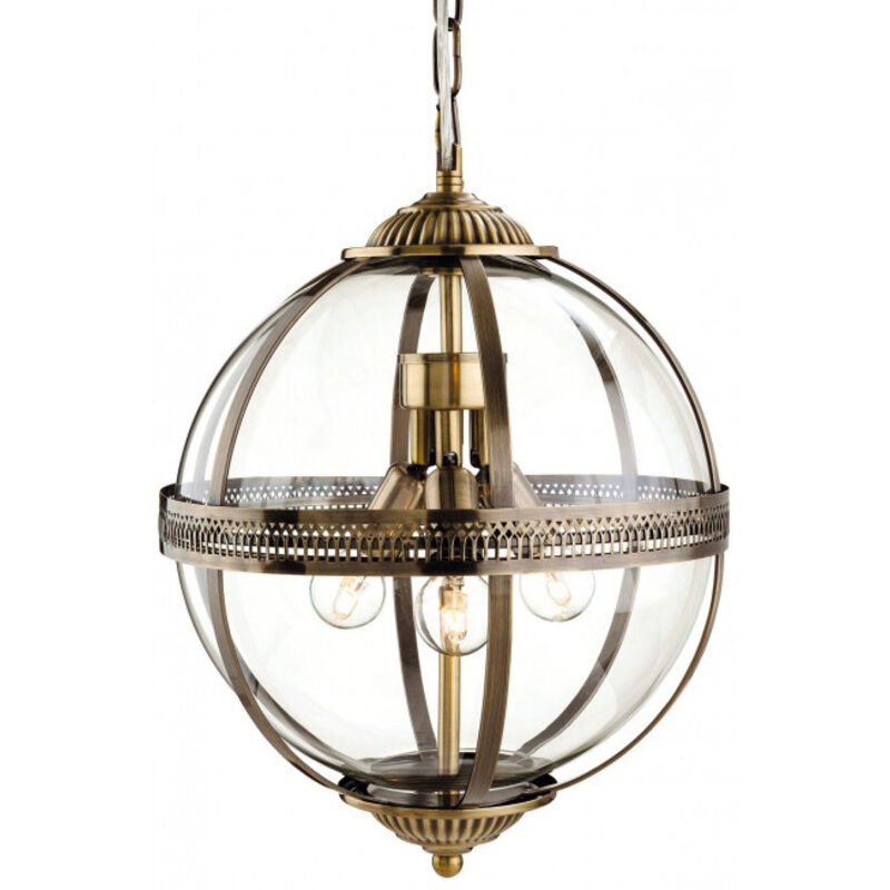 FIRSTLIGHT PRODUCTS Suspension 3 ampoules Mayfair, Laiton antique