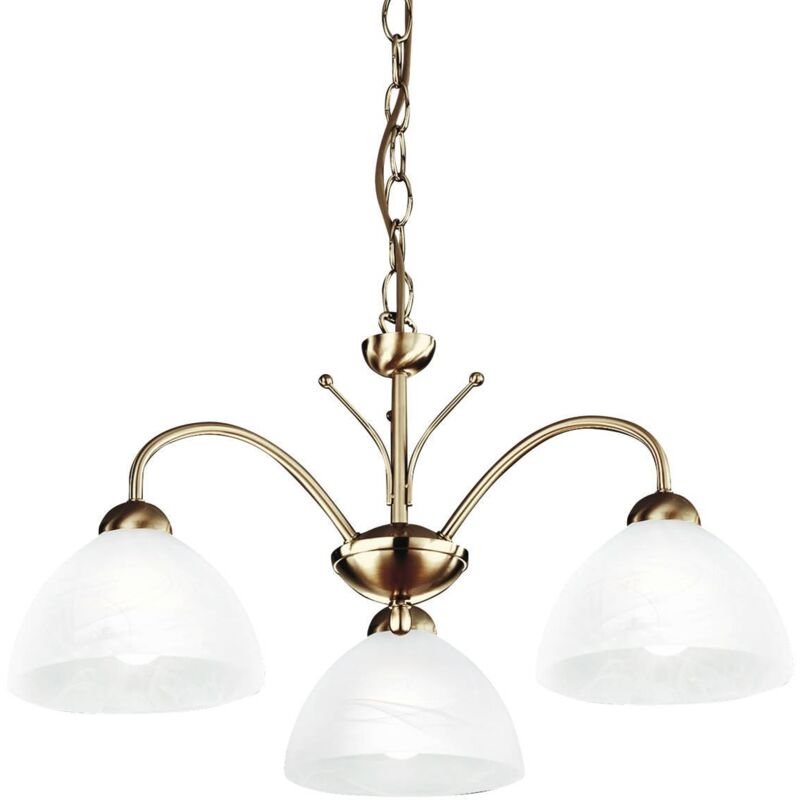 Searchlight Milanese - Luminaire suspendu à 3 ampoules à bras multiples, laiton antique, verre, E14