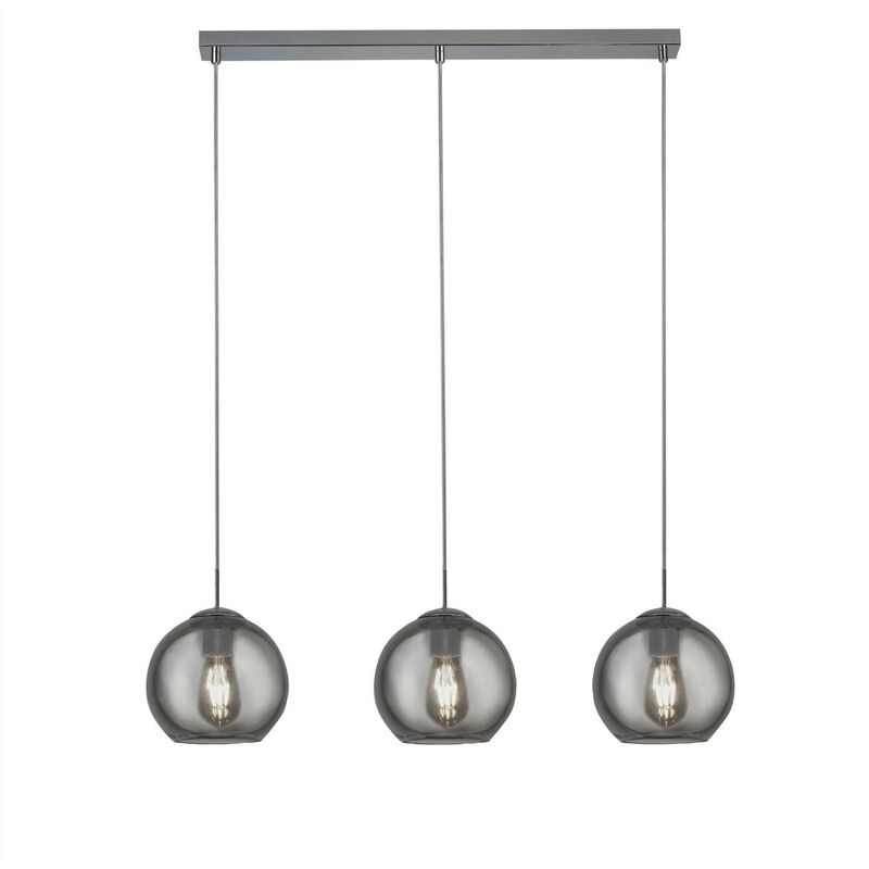 Searchlight - 3 Light Pendant Bar Chrome, Smoked, E27