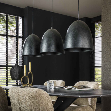 Suspension 3 lampes 125x30x150 cm en métal gris foncé - KOSMY