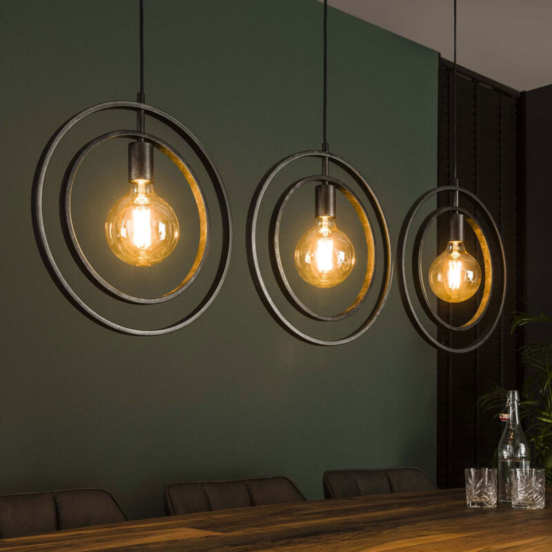 M&s - Suspension 3 lampes 130x40x150 cm en métal gris foncé - amp