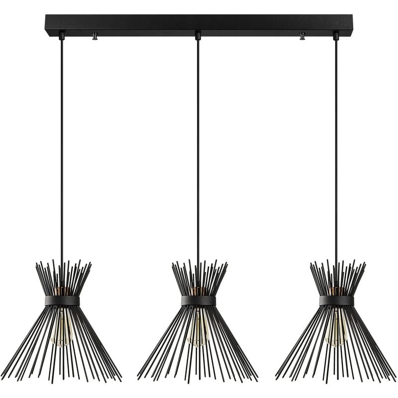 Lustre Noir Contemporain, Design Élégant, 104x34 cm, Hauteur 129 cm, Pour Salon ou Salle de Conférence