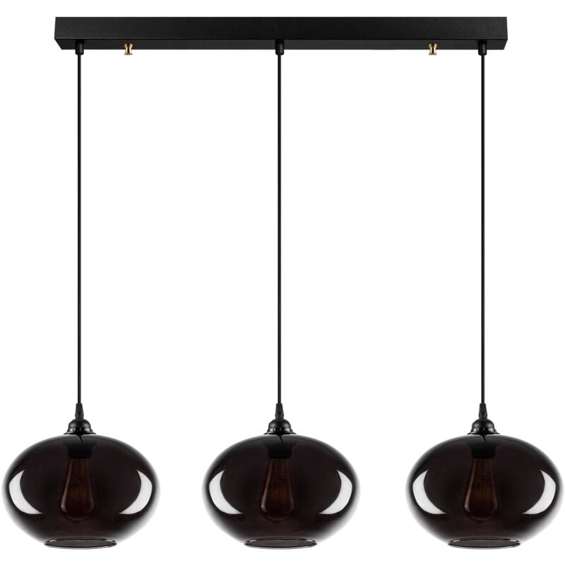 Suspension en verre fumé 3 abat-jour Smoke Modèle 1
