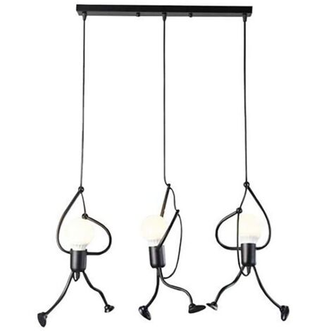 Suspension 3 lumières en fer style dessin animé, suspensions modernes et créatives, orientables, ampoule E27 non incluse