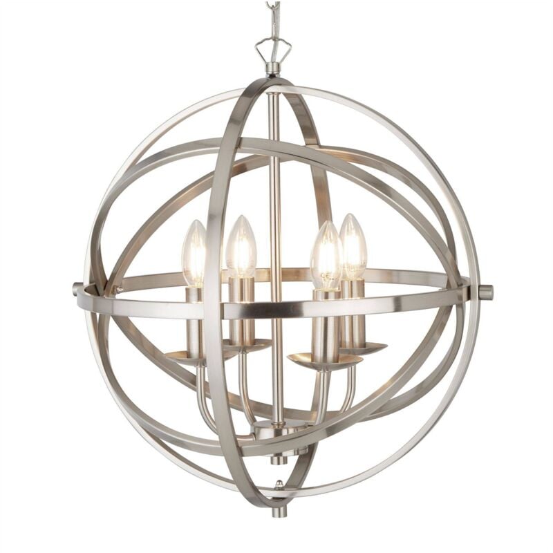 Orbit - Luminaire suspendu sphérique à 4 ampoules au fini argent satiné, E14 - Searchlight