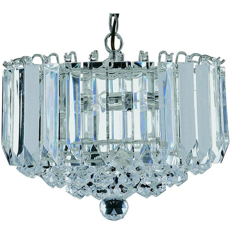 Searchlight Sigma - 4 Light Ceiling Pendant Chrome with Crystals, E14