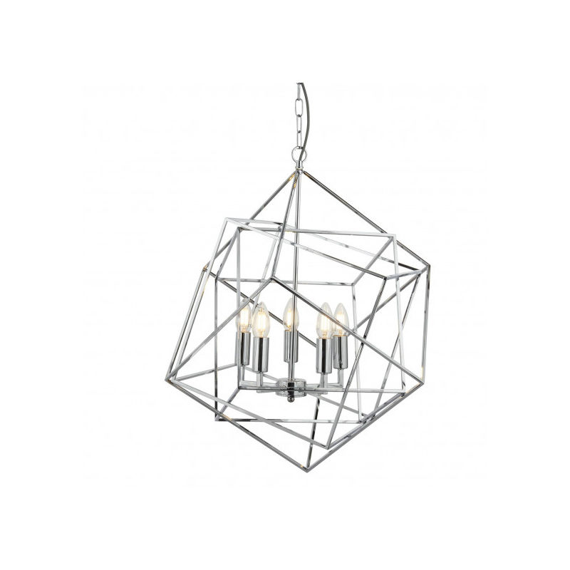 Searchlight - Suspension 5 ampoules Cube, chrome