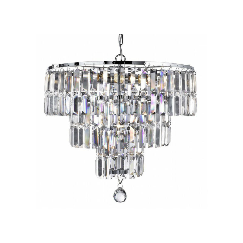 Searchlight - Suspension 5 ampoules Empire, en chrome et cristal
