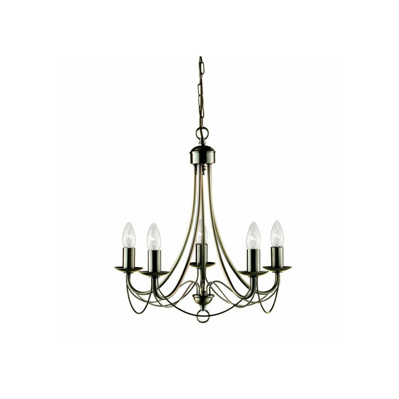 Suspension 5 ampoules Maypole, en laiton antique