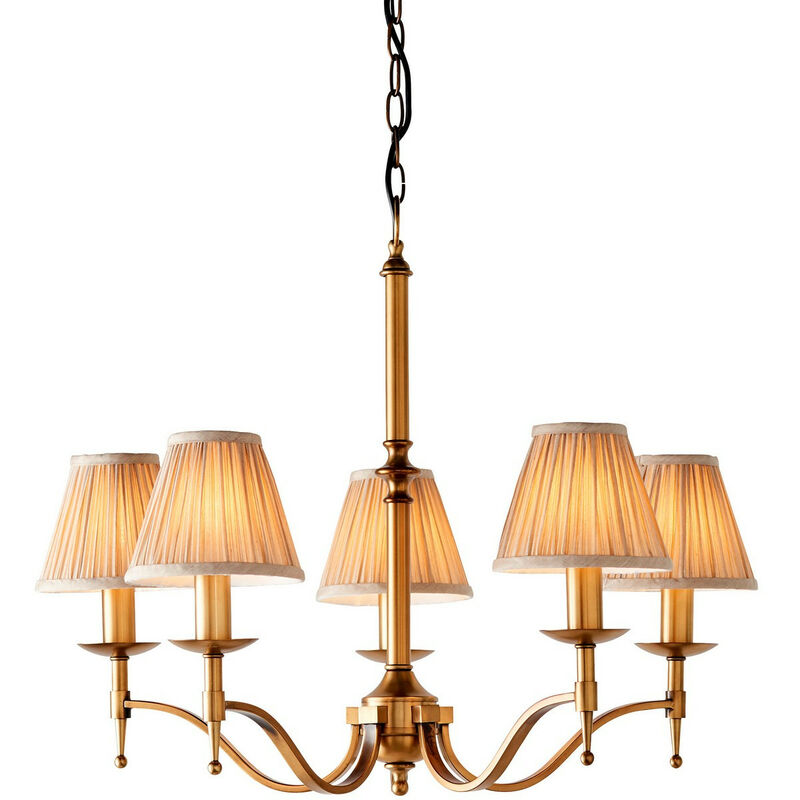Interiors 1900 - Interiors Stanford Antique Brass - Lustre à 5 ampoules à suspension à bras multiples en laiton antique, E14