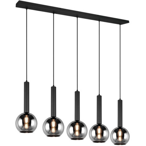 Suspension 5xe27 max 28w verre fume metal noir mat - trio - clayton 65007167 65007167 65007167 65007167 65007167 65007167 65007167 65007167
