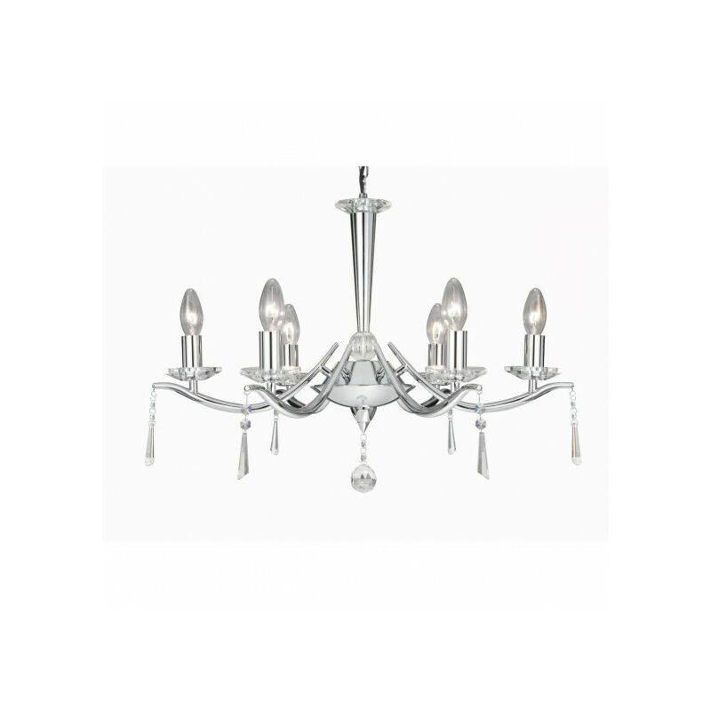 Searchlight - Suspension 6 ampoules Arabella, en chrome et verre
