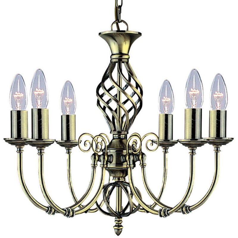 Searchlight Zanzibar - Luminaire suspendu à 6 bras multiples en laiton antique, E14