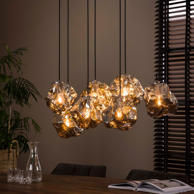 M&s - Suspension 7 lampes en verre soufflé finition chromé - bokk M&s - Suspension 7 lampes en verre soufflé finition chromé - bokk