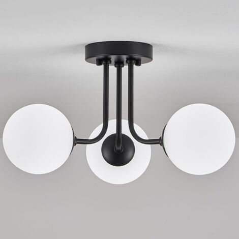 Suspension à 3 lampes dimmable 2PCS avec source lumineuse, 3000-6000K, plafonnier semi-encastré, G9, pour la chambre et le salon, noir