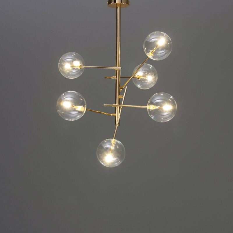 Suspension à bras dorés et sphères transparentes - Zag