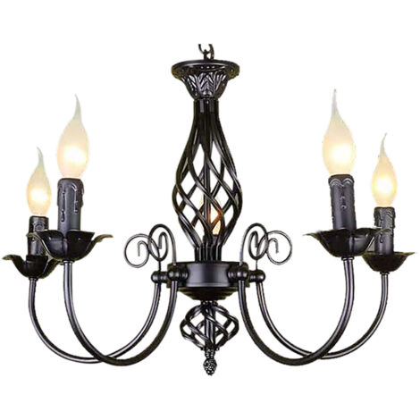 Suspension à cinq lumières Plafonnier 220 V Plafonnier vintage Plafonnier réglable en hauteur Ampoule non incluse
