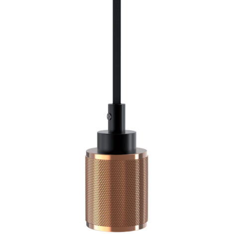Suspension à douille en aluminium, finition pointes de diamant cuivrées rosées, culot E27 | Xanlite