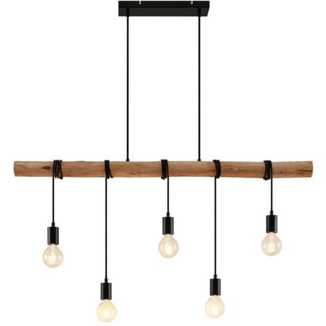 LINDBY Suspension à intensité variable 'Rom' en bois pour salon & salle à manger