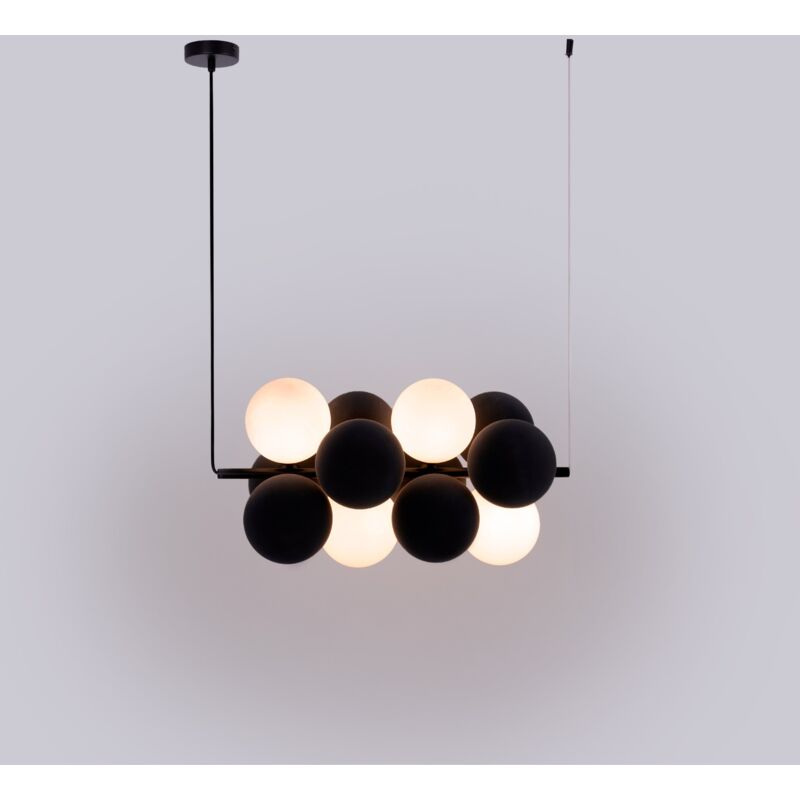 Barcelona Led - Suspension acoustique horizontale 'drac' - 4 globes lumineux et - Gris