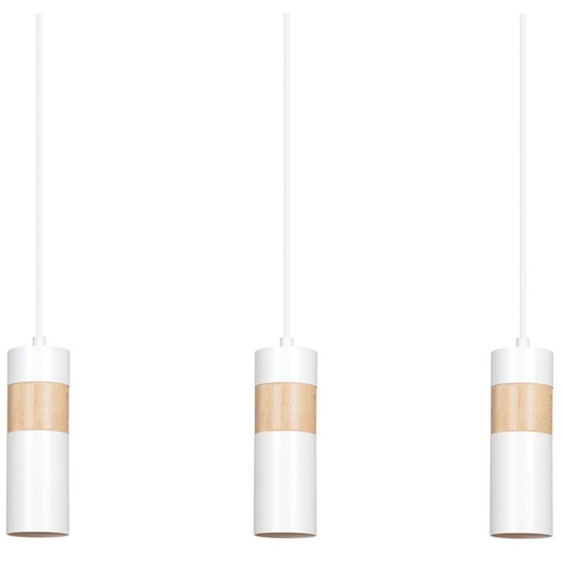 Epikasa - Suspension Akari, Acier peint par poudrage, Bois, Blanc, 60x100x6 cm