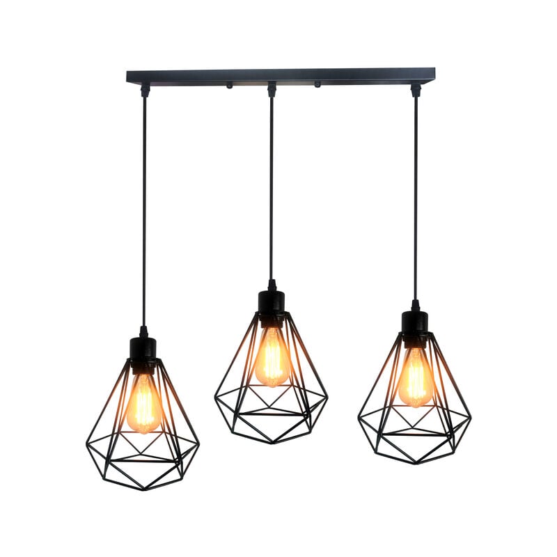 Edo Solutions - Suspension alambra soro 3xE27 noir EDO777195