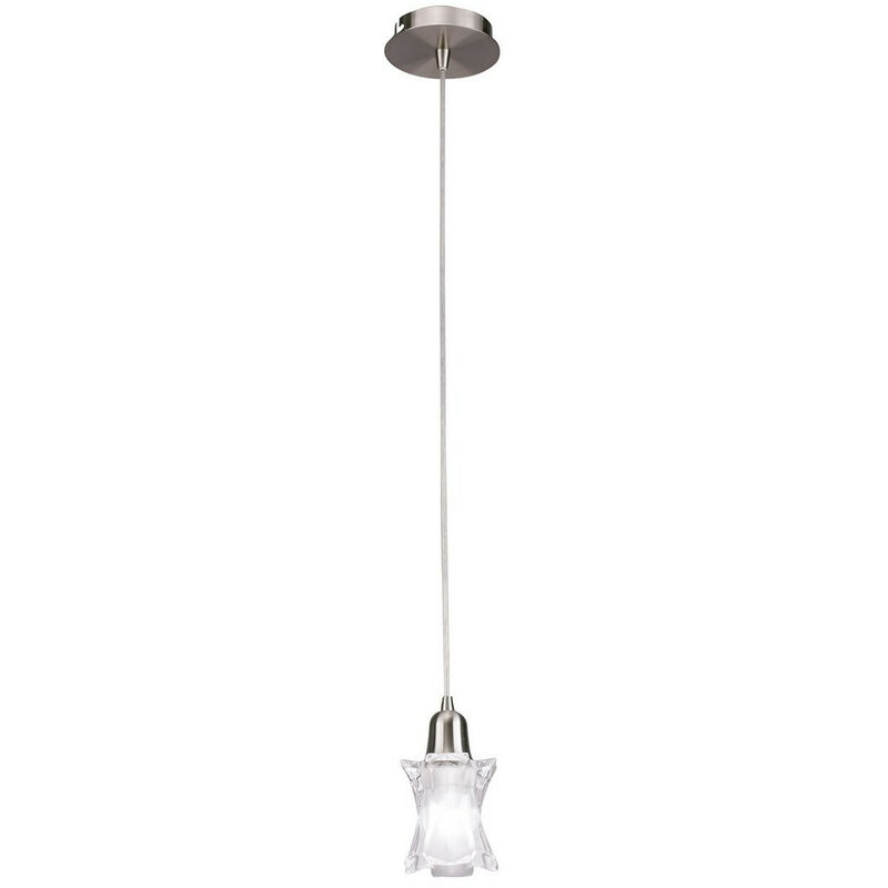 Inspired Mantra Alaska Square Pendant 1 Light L1/SGU10, Satin Nickel, cfl Lamps included