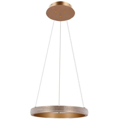 Suspension anneau laiton Ø40 LED 22W cristaux Hashim