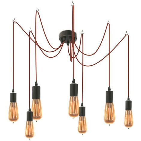 SUSPENSION ARAIGNEE 7 LUMIERES MODULABLE ROUGE - ROUGE