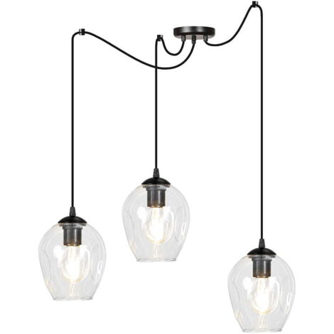 Suspension araignée Emibig Level 3xE27 noir verre clair