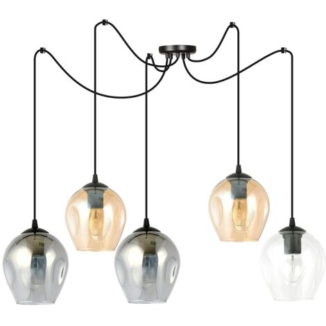 Suspension araignée Emibig LEVEL 5xE27 noir multicolore