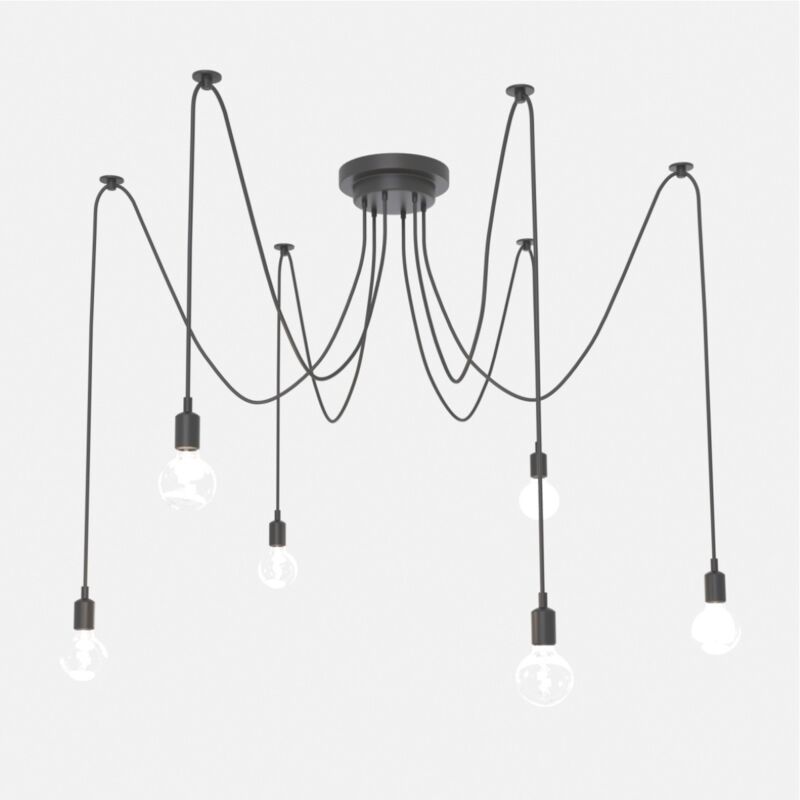 Barcelona Led - Suspension noire 'Lumière' pour 6 ampoules E27 – Style vintage - Noir Barcelona Led - Suspension noire 'Lumière' pour 6 ampoules E27 – Style vintage - Noir