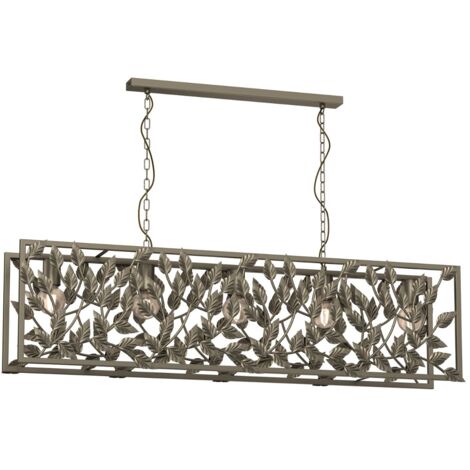 Suspension Arion dorée cadre rectangle sur chaîne 5xE27