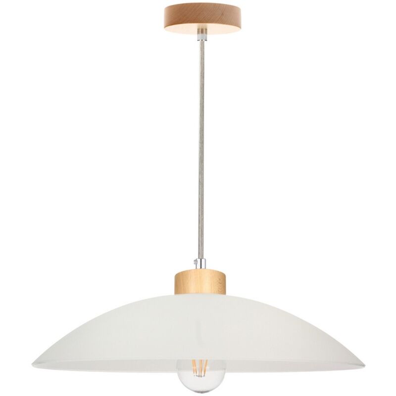 Epikasa - Suspension Arkansas, Bois, Verre, Marron, Blanc, 40x40x100 cm