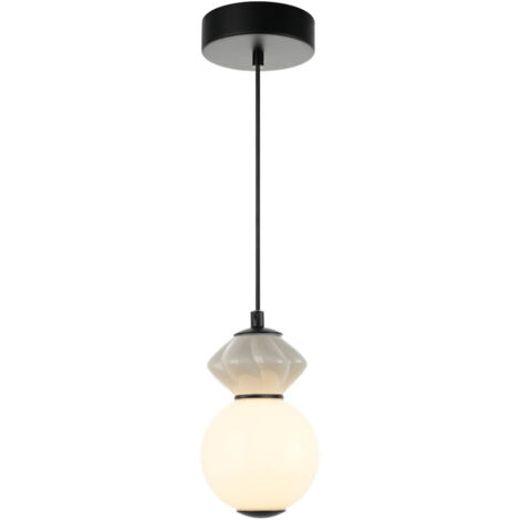 Suspension Art déco boule verre noir LED 5W Balos Italux