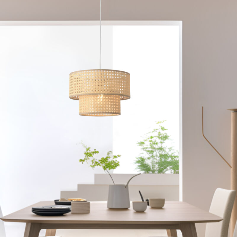 Lux.pro - Suspension Ascot E27 ø 30 cm blanc aspect rotin Lux.pro - Suspension Ascot E27 ø 30 cm blanc aspect rotin