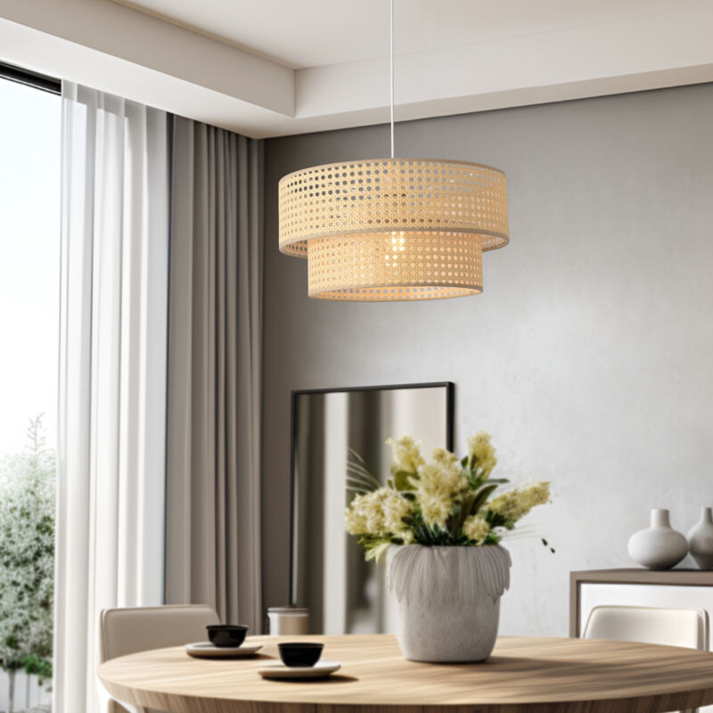 Lux.pro - Suspension Ascot E27 ø 40 cm blanc aspect rotin Lux.pro - Suspension Ascot E27 ø 40 cm blanc aspect rotin